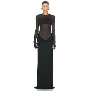 Andreadamo Jersey Long Dress Black Long Sleeve